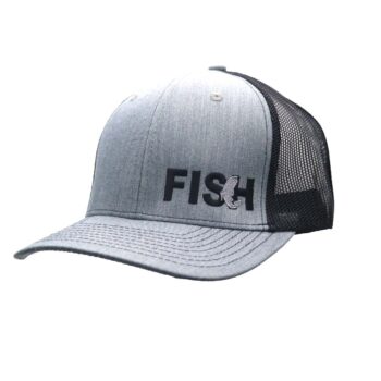 Fish Catch Night Out Embroidered Snapback Trucker Hat Gray_Black
