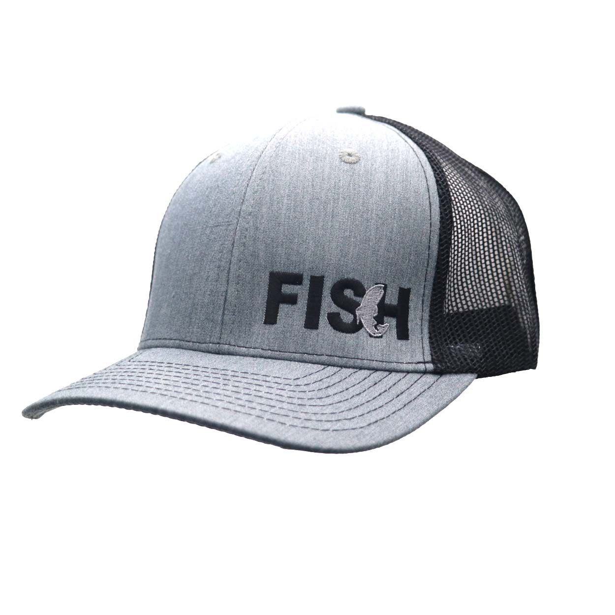 Fish Catch Logo Night Out Embroidered Snapback Trucker Hat Heather Gray/Black