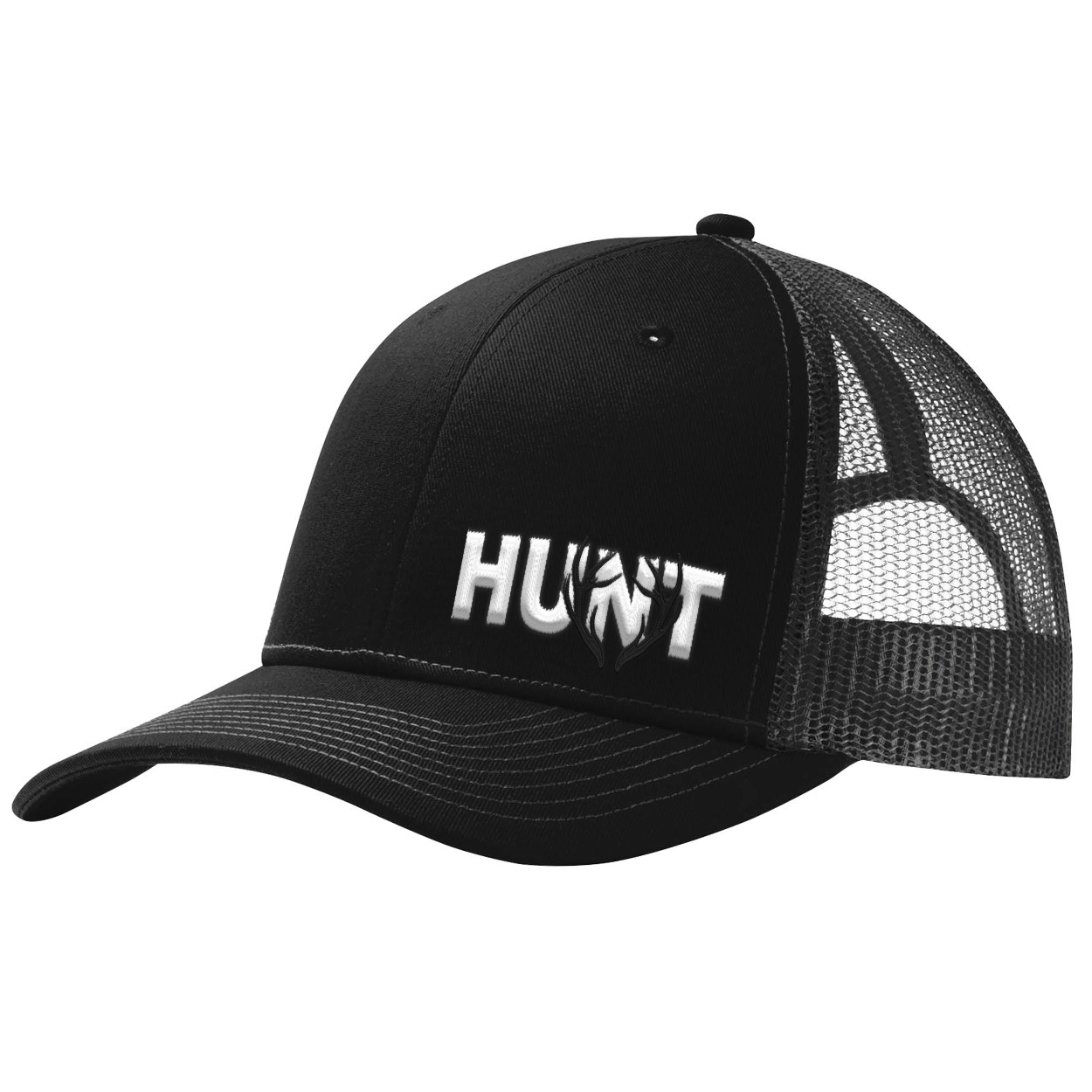 Hunt Rack Logo Night Out Pro Embroidered Snapback Trucker Hat Black/Gray