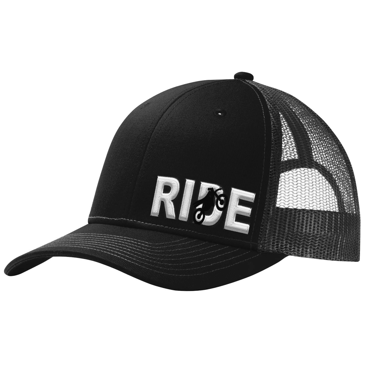 Ride Moto Logo Night Out Pro Embroidered Snapback Trucker Hat Black/Gray