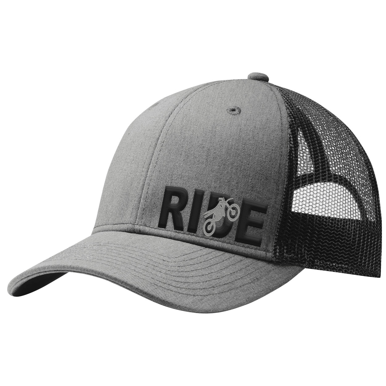 Ride Moto Logo Night Out Pro Embroidered Snapback Trucker Hat Heather Gray/Black