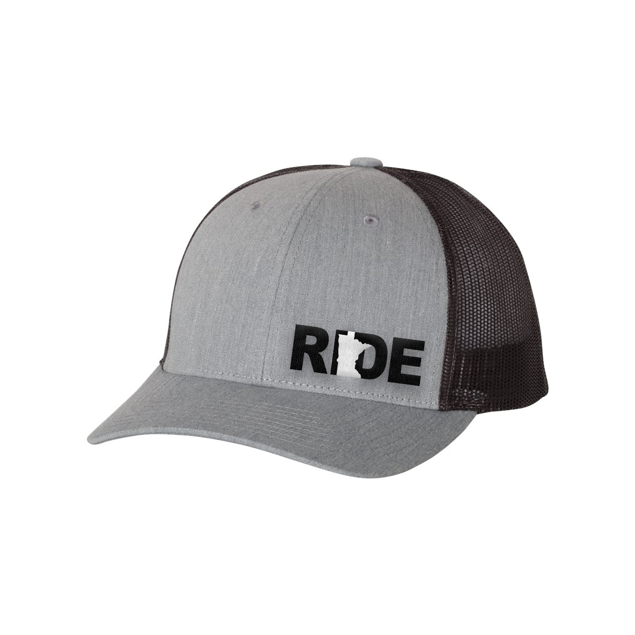 Ride Minnesota Classic Embroidered Snapback Trucker Hat Heather Gray/Black
