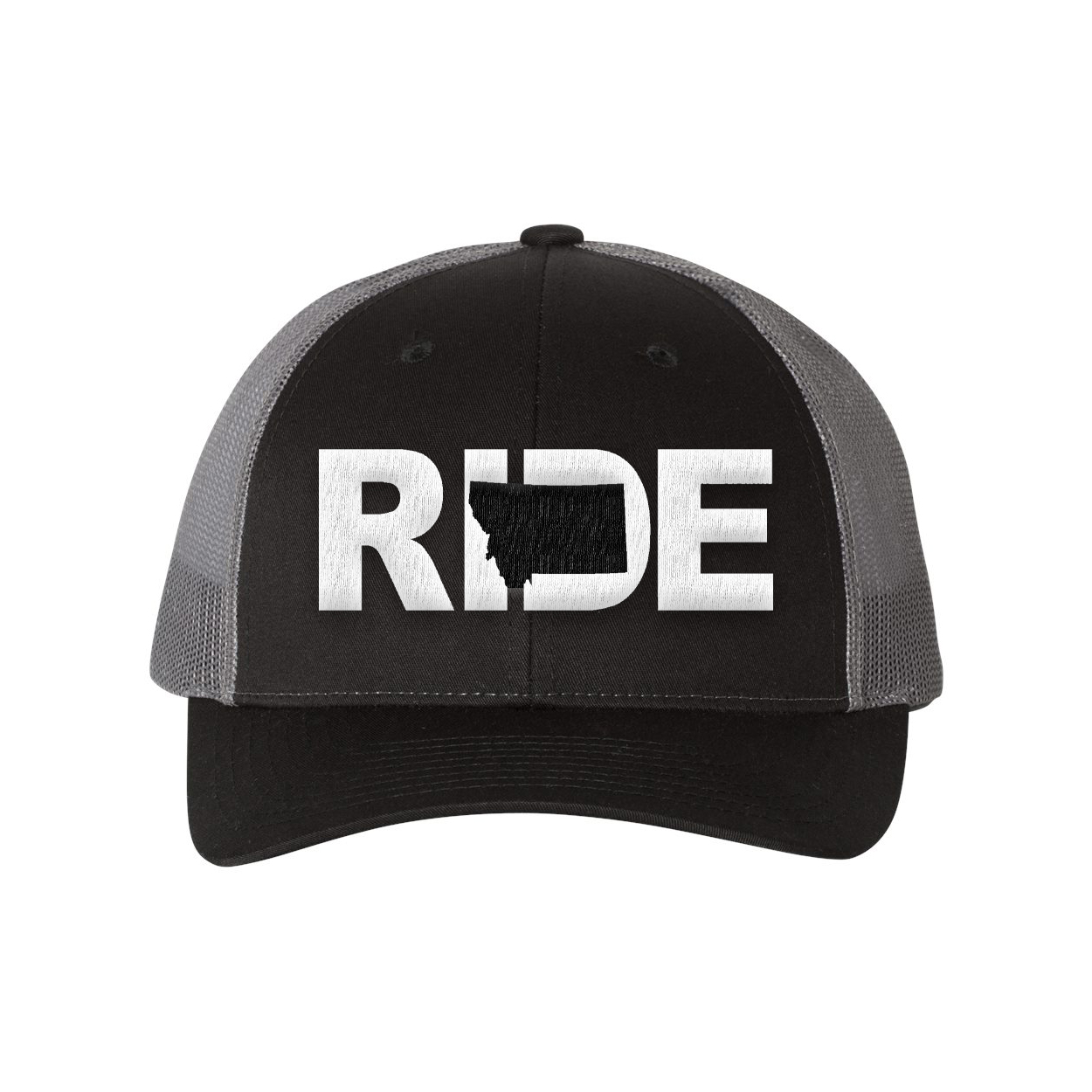 Ride Montana Classic Pro 3D Puff Embroidered Snapback Trucker Hat Black/Gray