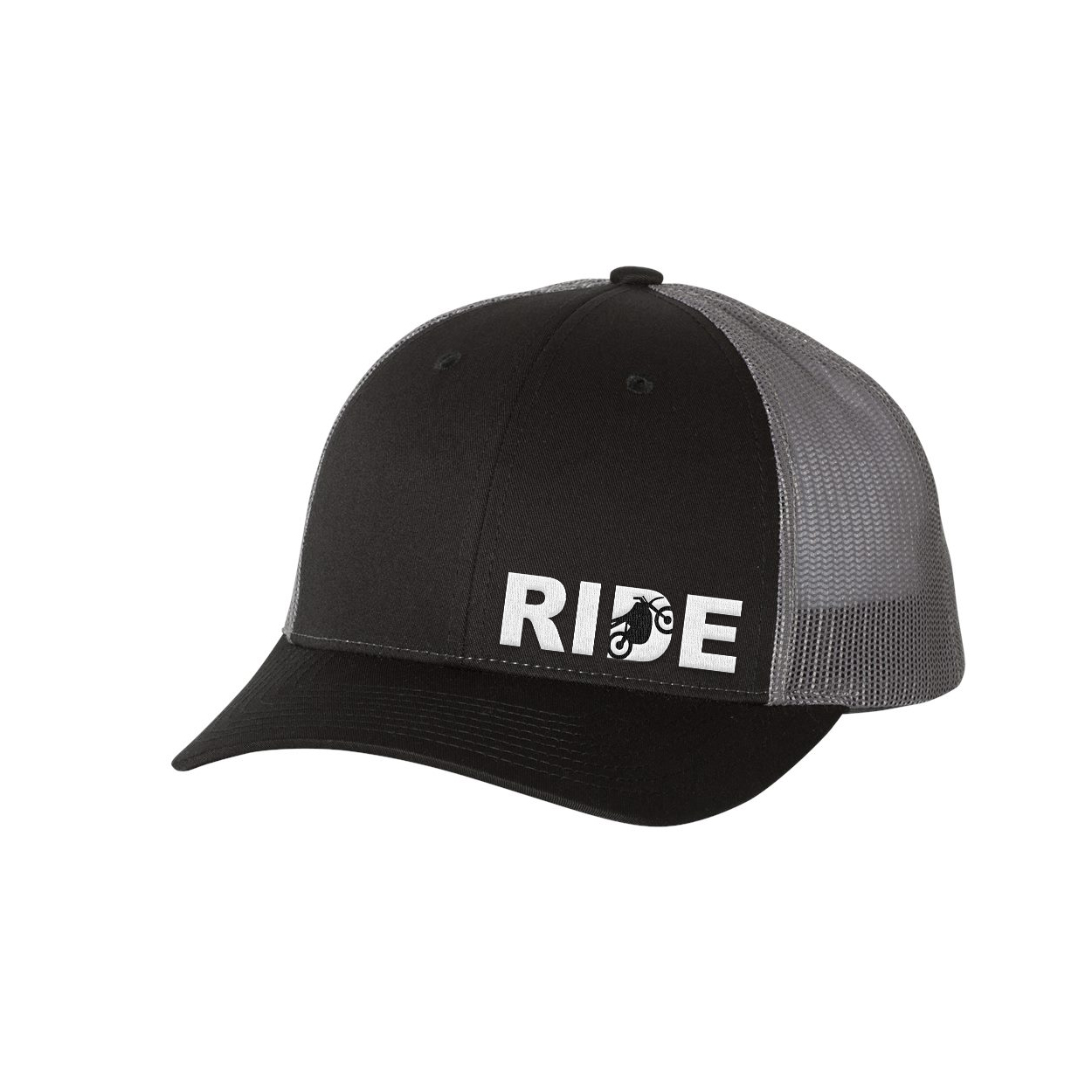 Ride Moto Logo Night Out Embroidered Snapback Trucker Hat Black/Gray