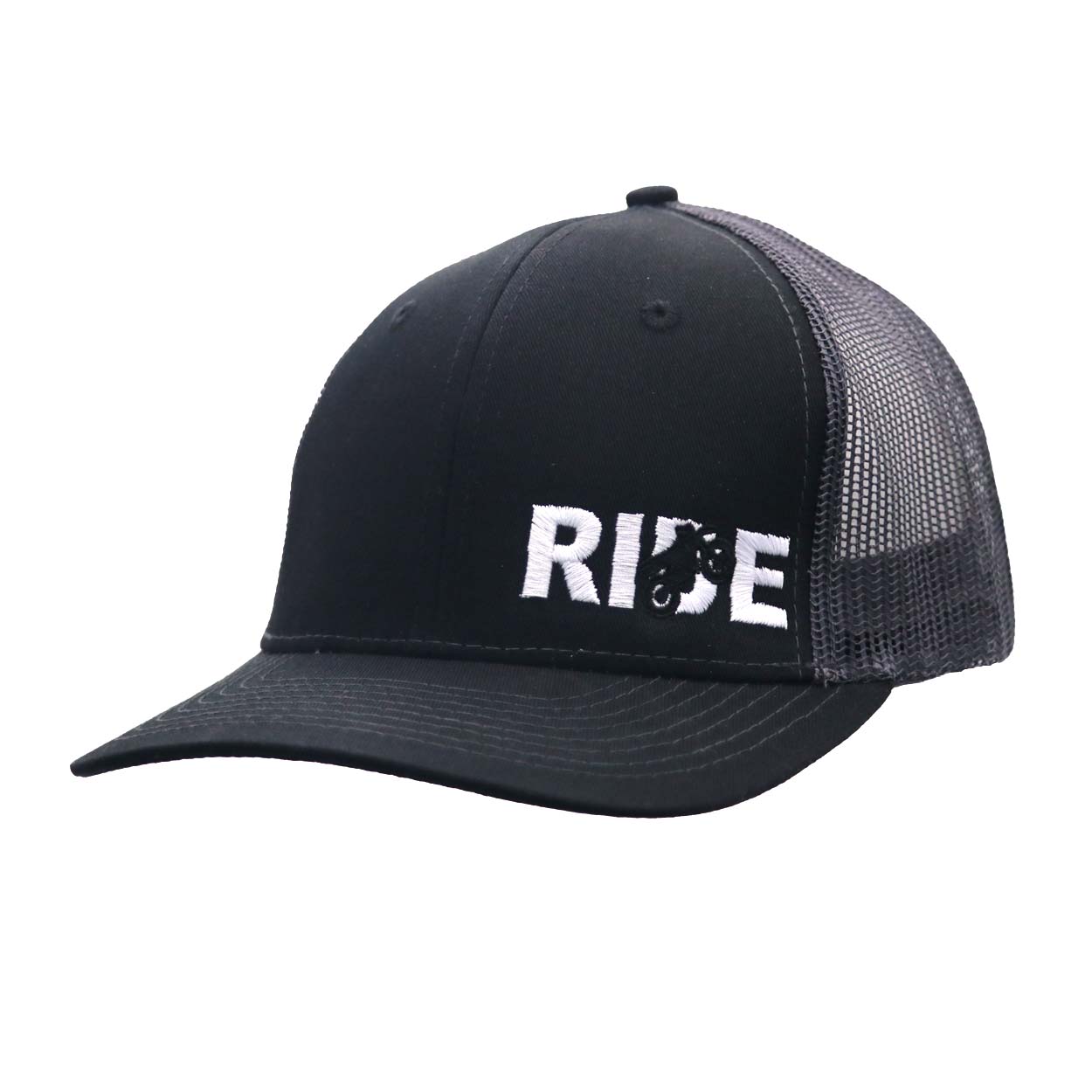 Ride Moto Logo Night Out Embroidered Snapback Trucker Hat Black/Gray