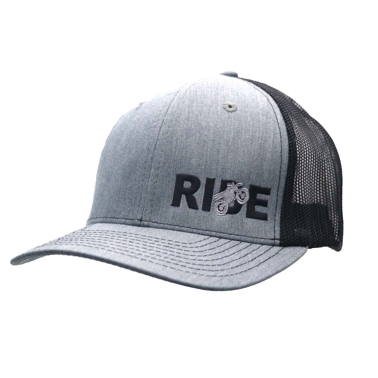 Ride Moto Logo Night Out Embroidered Snapback Trucker Hat Heather Gray/Black