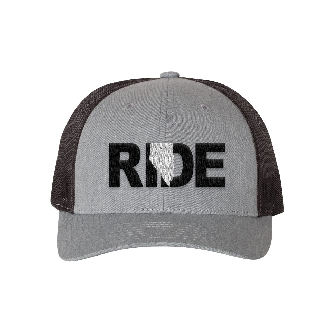 Ride Nevada Classic Embroidered Snapback Trucker Hat Heather Gray/Black