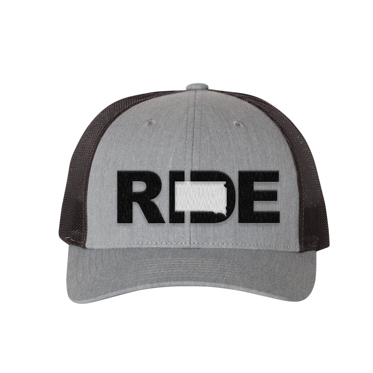Ride South Dakota Classic Pro 3D Puff Embroidered Snapback Trucker Hat Heather Gray/Black