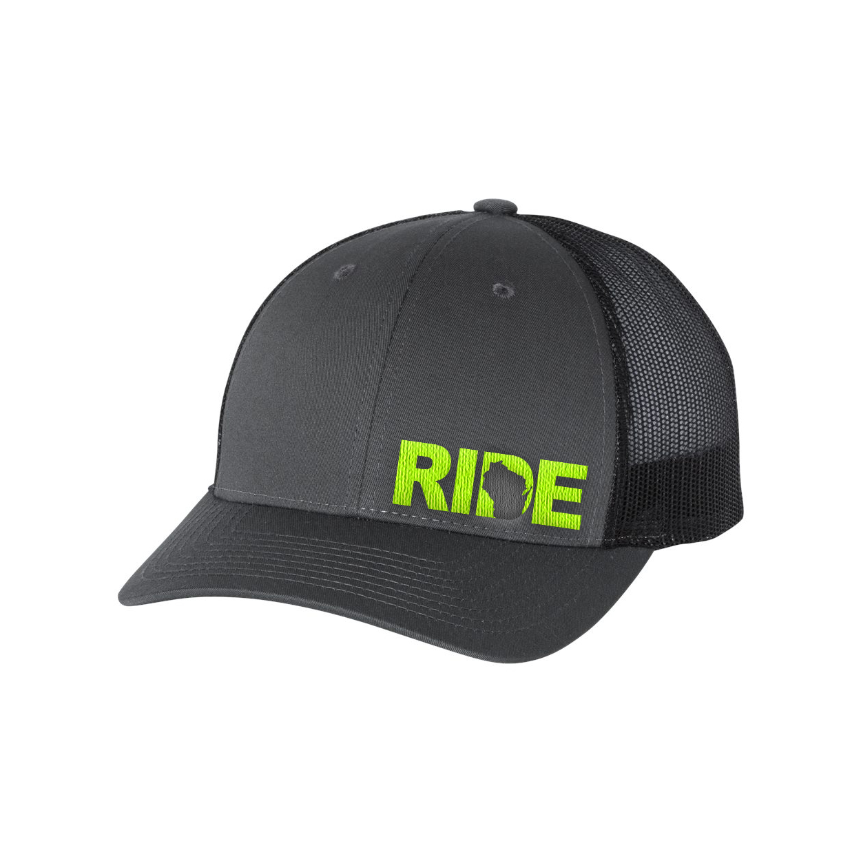 Ride Wisconsin Night Out Embroidered Snapback Trucker Hat Gray/Black/Hi-Vis