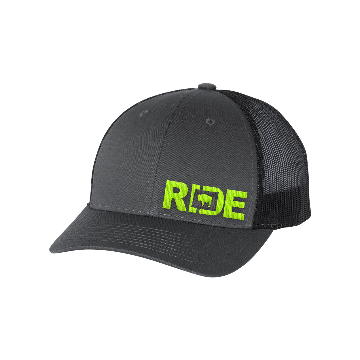 Ride Wyoming Night Out Embroidered Snapback Trucker Hat Gray/Black/Hi-Vis