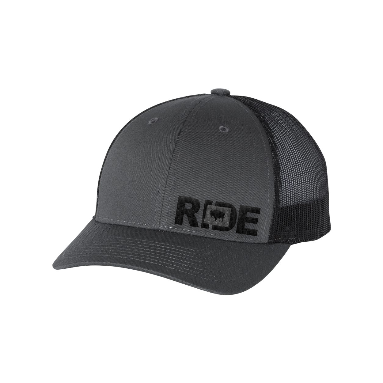 Ride Wyoming Night Out Embroidered Snapback Trucker Hat Gray/Black