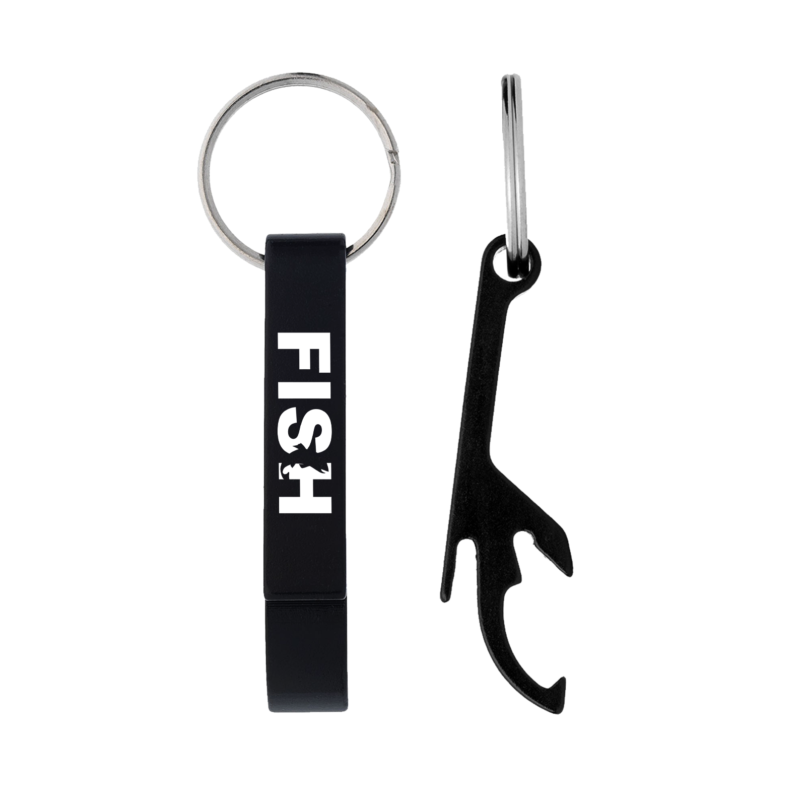 Fish Catch Logo Classic Bottle Opener Keychain Set of 2 (White Logo)
