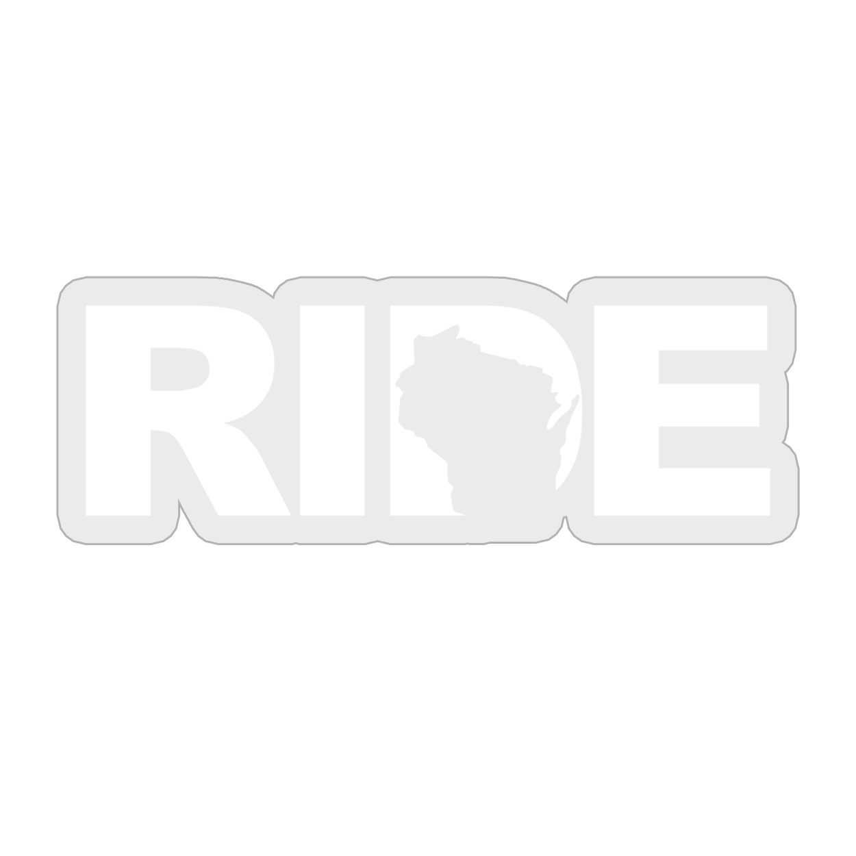 Ride Wisconsin Classic Sticker Clear Backing (White Logo)