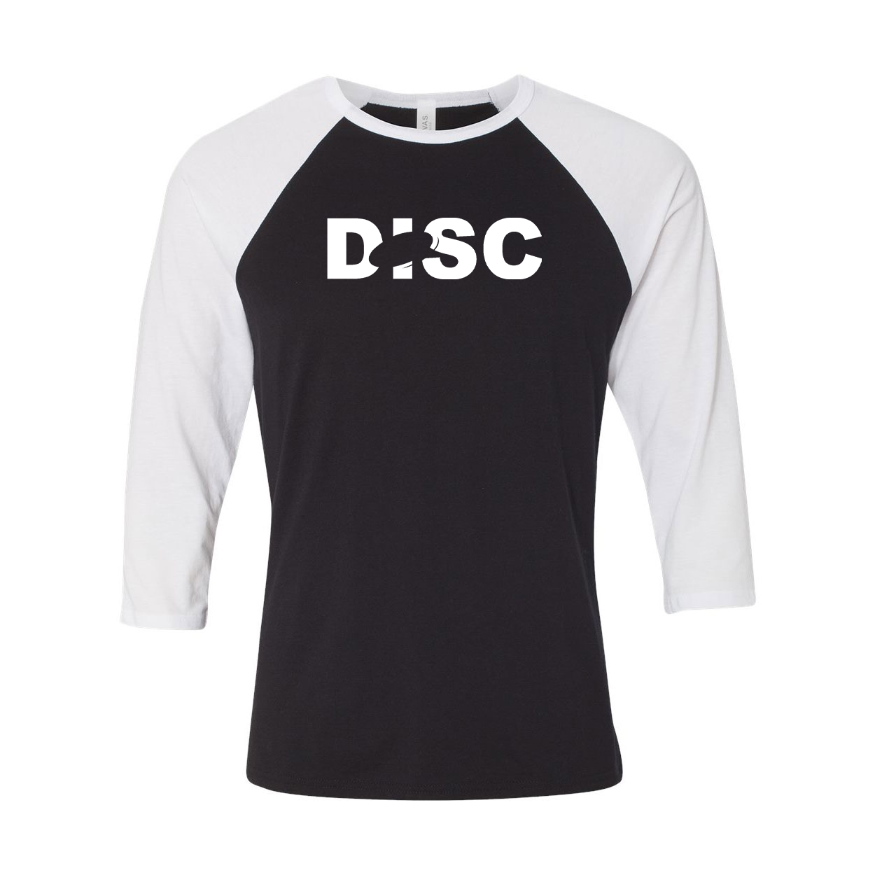Disc Golf Frisbee Logo Classic Raglan Shirt Black/White (White Logo)