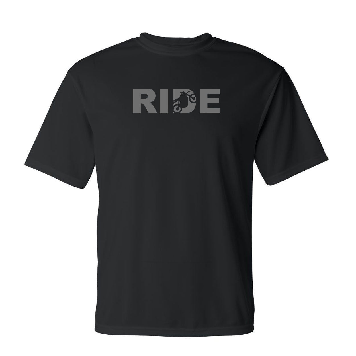 Ride Moto Logo Classic Unisex Performance T-Shirt Black (Gray Logo)
