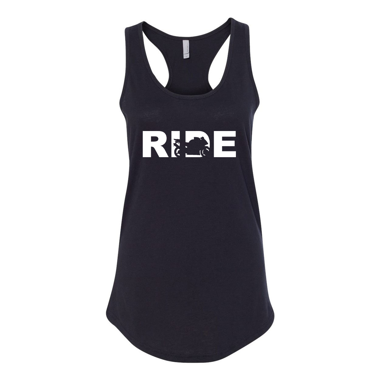 Ride Sport Bike Logo Classic Women's Racerback Tank Top Black (White Logo)