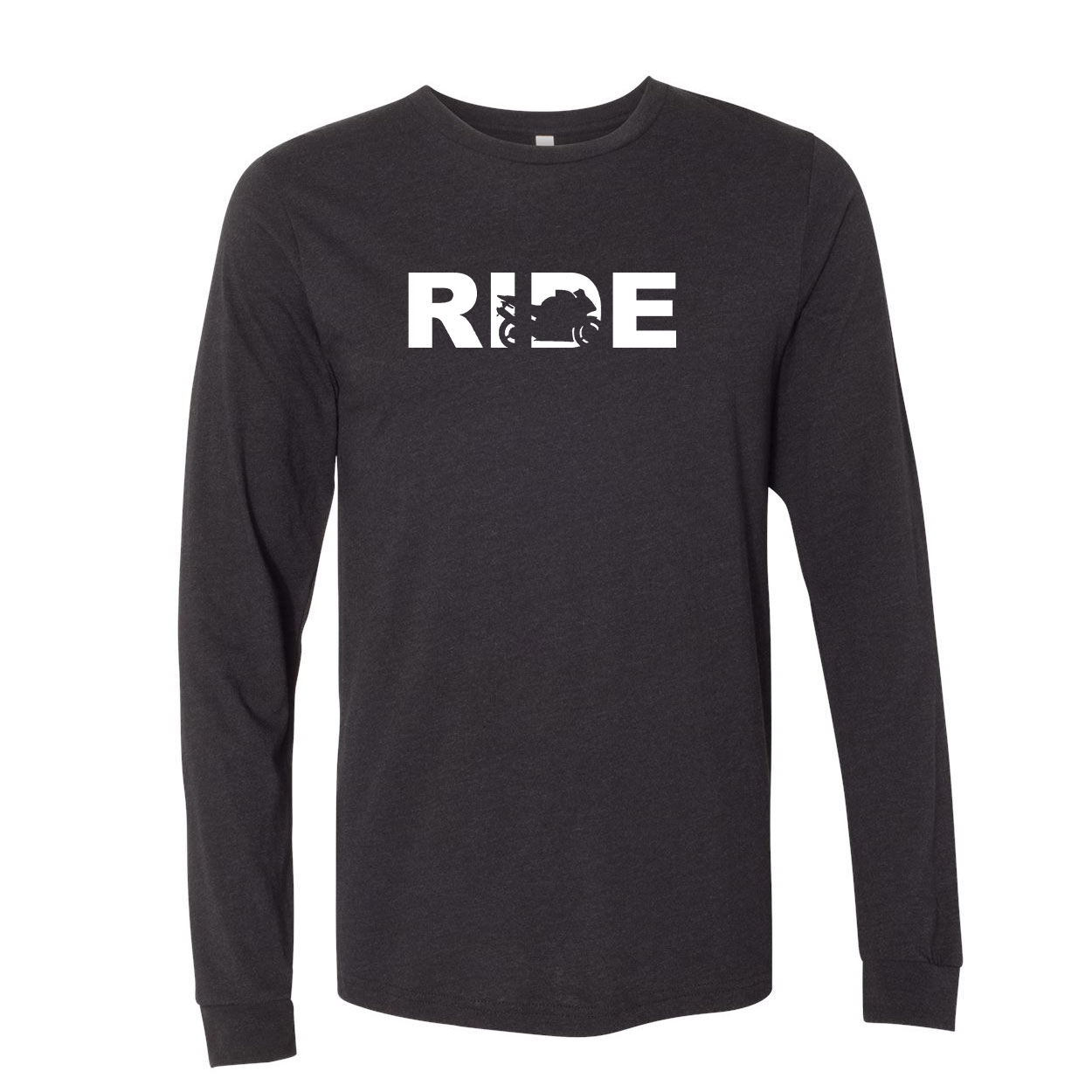 Ride Sport Bike Logo Classic Premium Long Sleeve T-Shirt Black (White Logo)