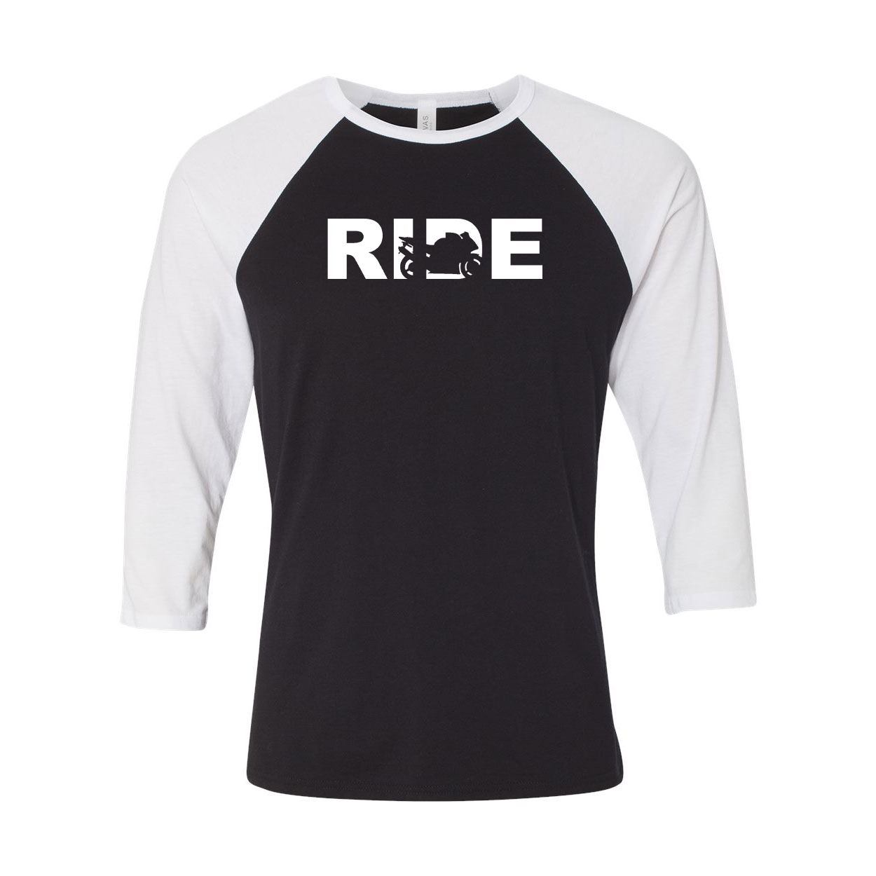Ride Sport Bike Logo Classic Raglan Shirt Black/White (White Logo)