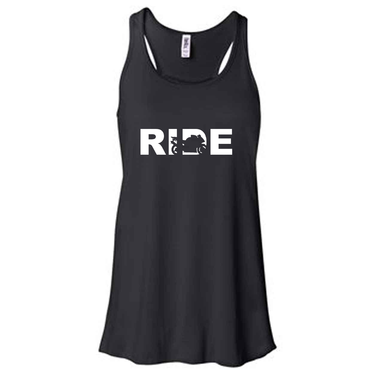 Ride Sport Bike Logo Classic Women's Flowy Racerback Tank Top Black (White Logo)