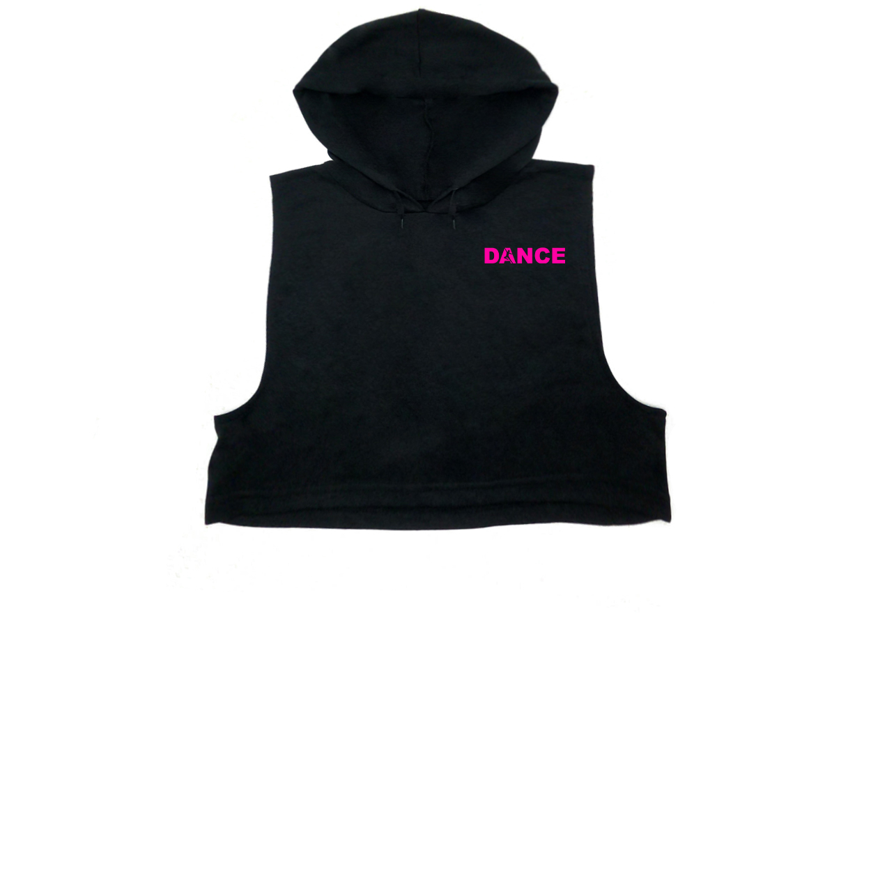 Dance Silhouette Logo Night Out Womens Drawstring Sleeveless Hooded Sports Sweatshirt (Pink Logo)