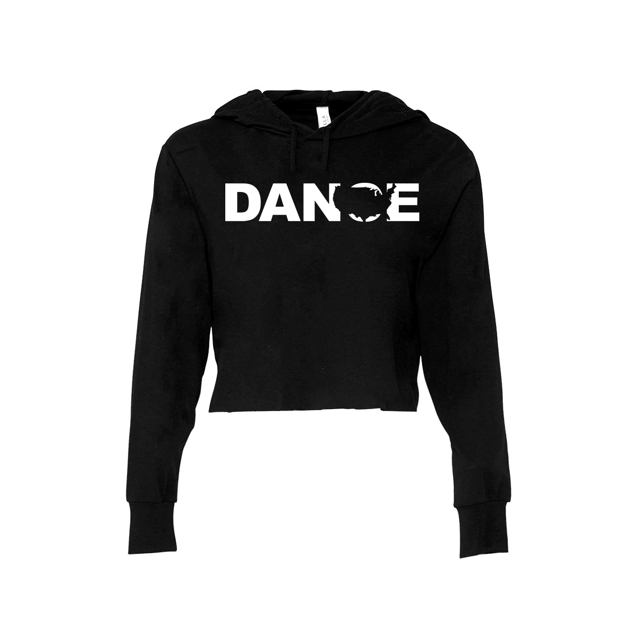 Dance United States Classic Womens Cropped Sweatshirt Black (White Logo)
