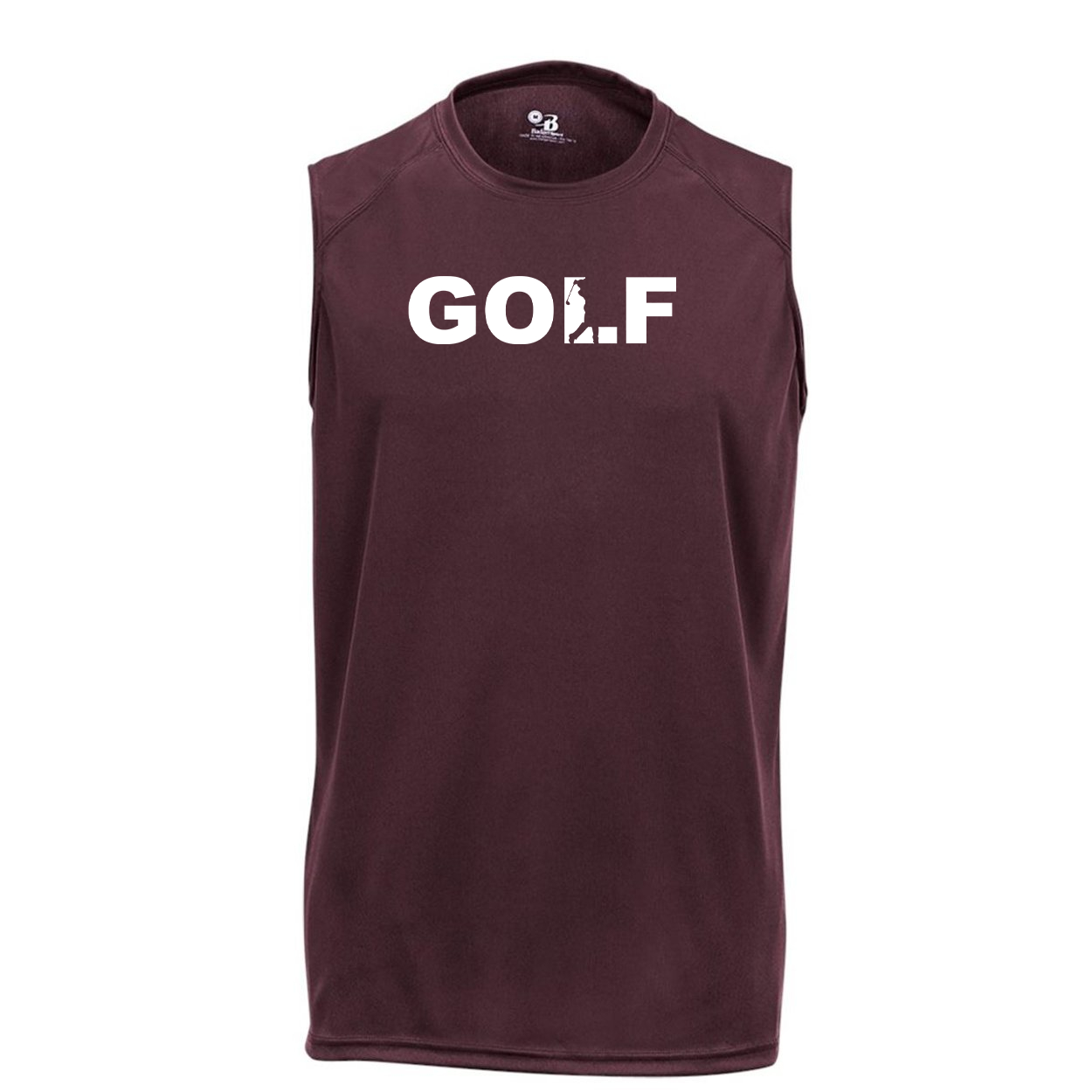Golf Swing Logo Classic Unisex Performance Sleeveless T-Shirt Maroon (White Logo)