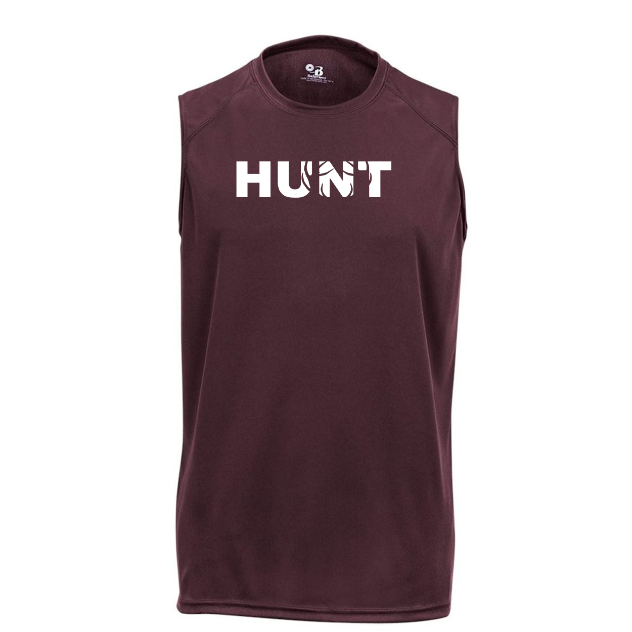Hunt Rack Logo Classic Unisex Performance Sleeveless T-Shirt Maroon (White Logo)