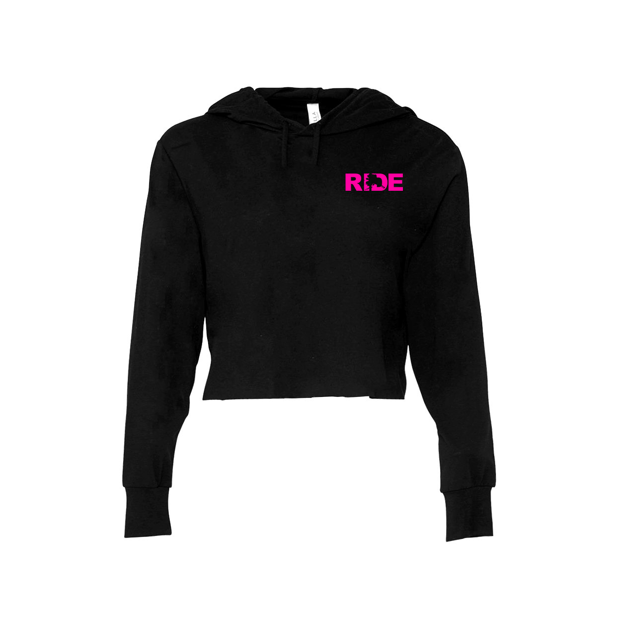 Ride Alaska Night Out Womens Cropped Sweatshirt Black (Pink Logo)