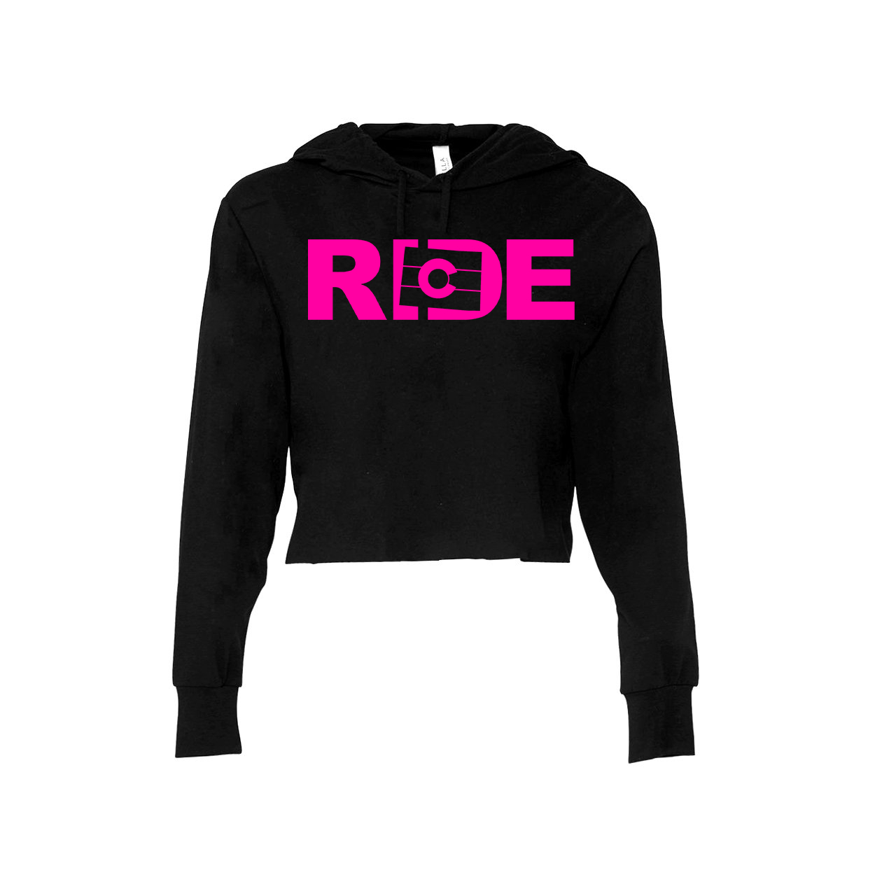 Ride Colorado Classic Womens Cropped Sweatshirt Black (Pink Logo)
