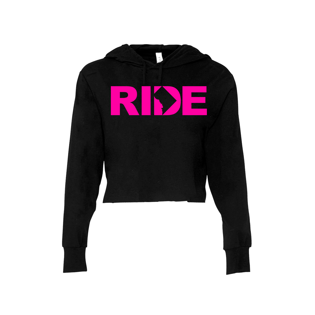 Ride District of Columbia Classic Womens Cropped Sweatshirt Black (Pink Logo)