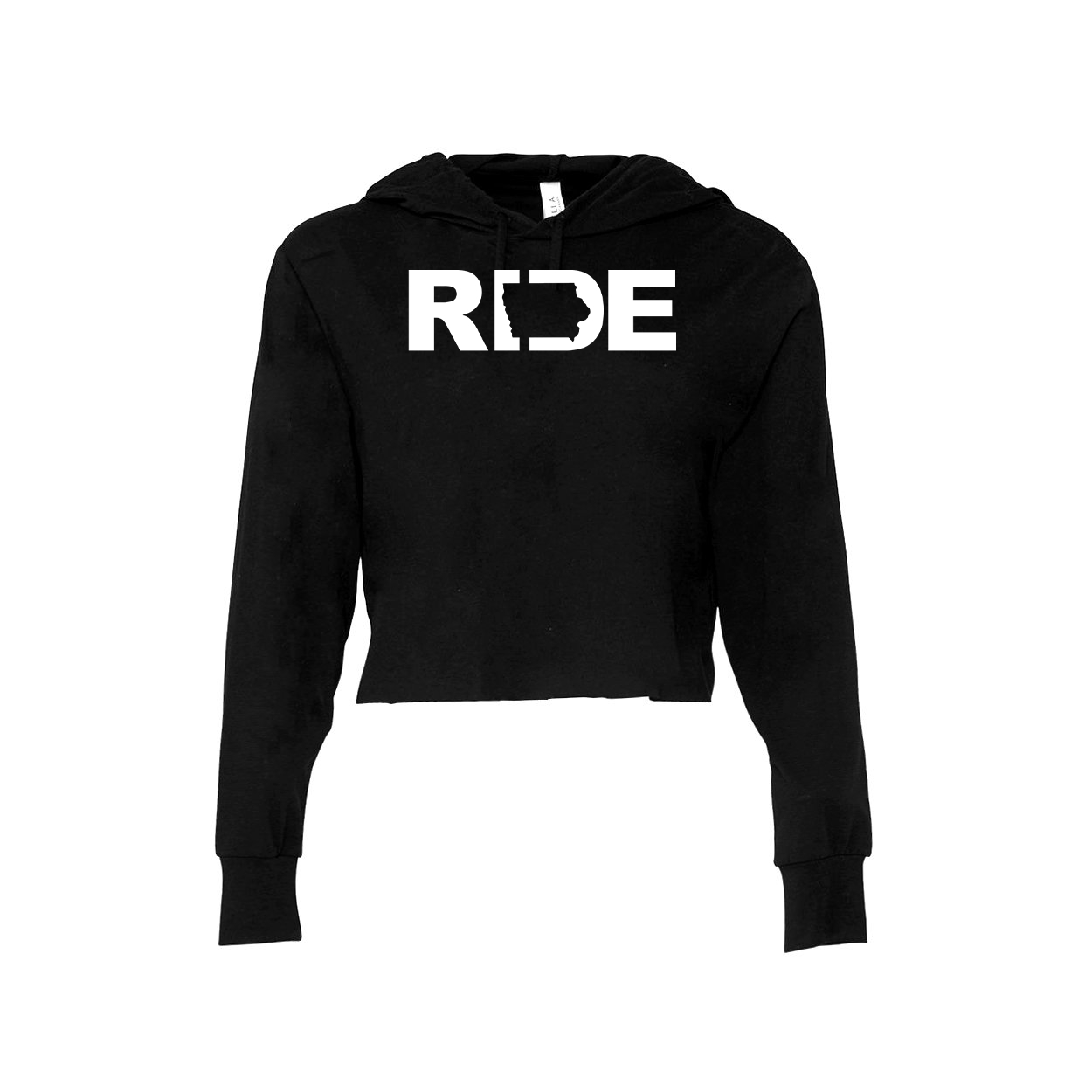 Ride Iowa Classic Womens Cropped Sweatshirt Black (White Logo)