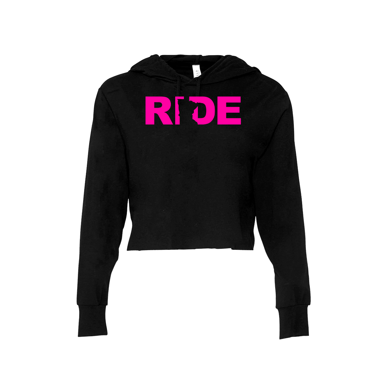 Ride Minnesota Classic Womens Cropped Sweatshirt Black (Pink Logo)