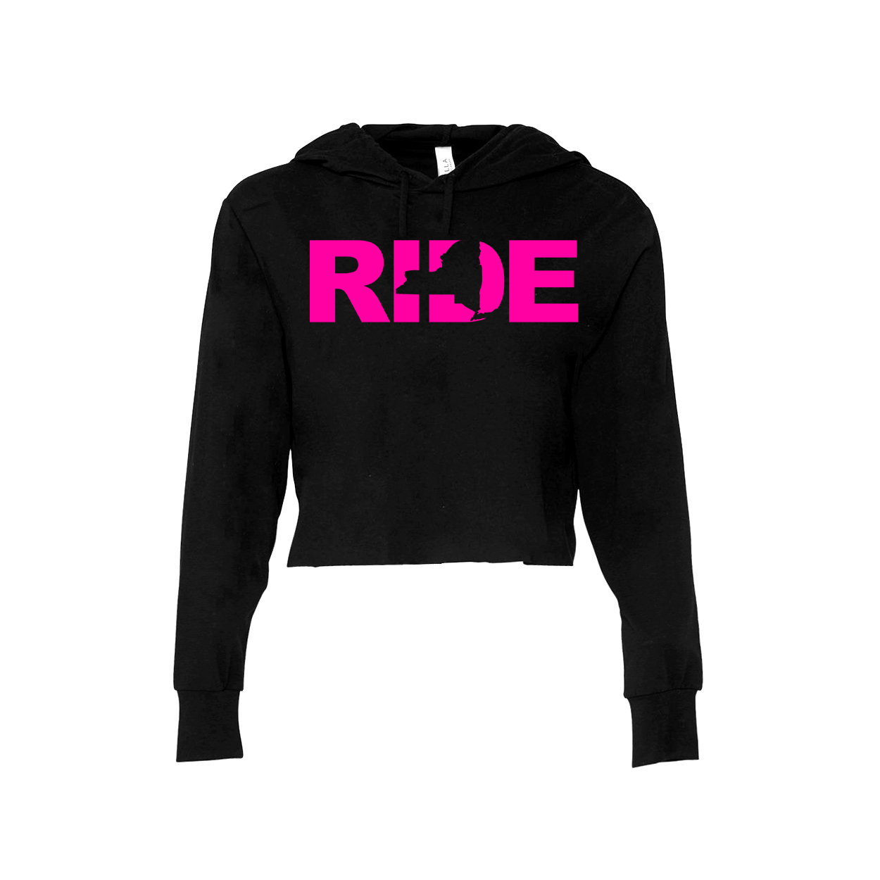 Ride New York Classic Womens Cropped Sweatshirt Black (Pink Logo)