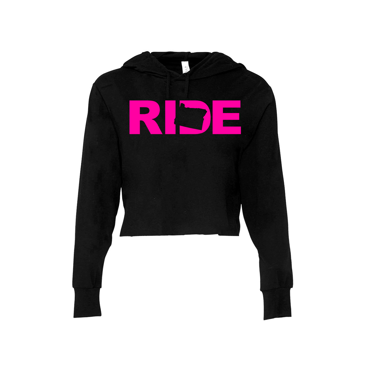 Ride Oregon Classic Womens Cropped Sweatshirt Black (Pink Logo)