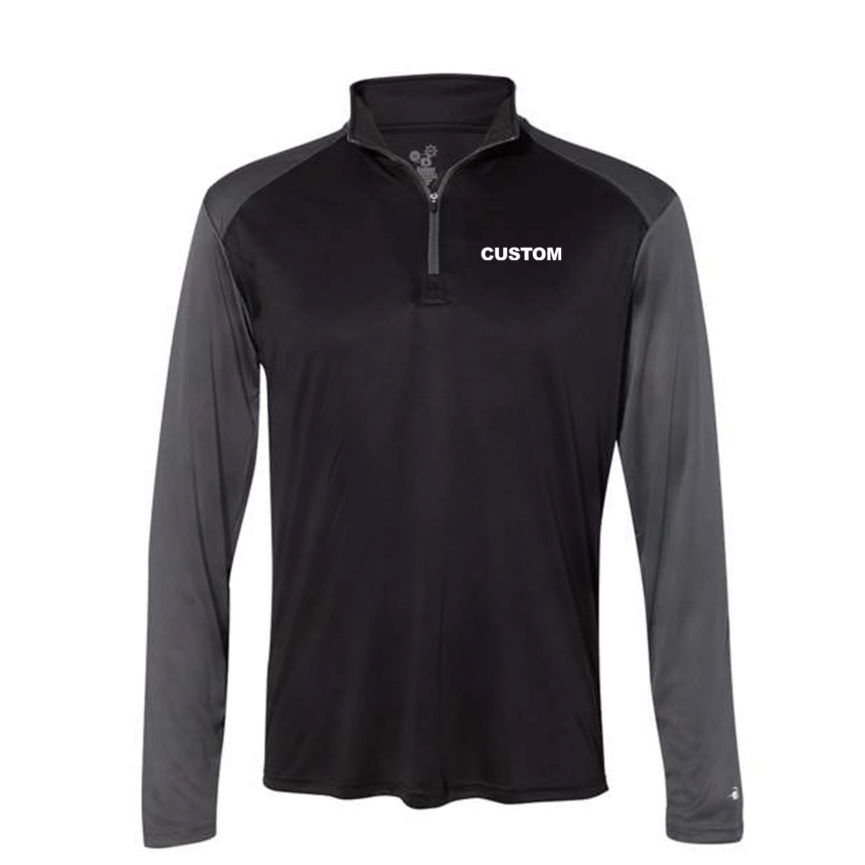 Custom Life Brand Logo Night Out Unisex Premium Quarter-Zip Pullover Long Sleeve Shirt Black/Graphite (White Logo)