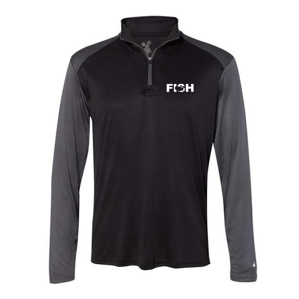 Fish United States Night Out Unisex Premium Quarter-Zip Pullover Long Sleeve Shirt Black/Graphite (White Logo)