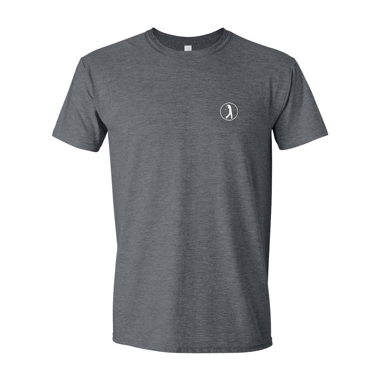 Golf Swing Icon Logo Night Out T-Shirt Dark Heather Gray (White Logo)