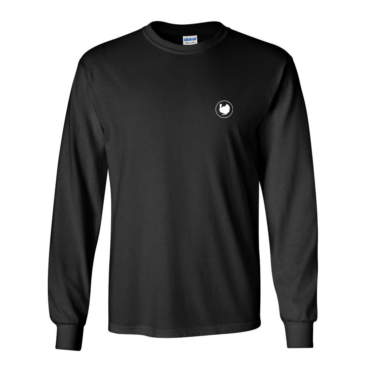 Hunt Turkey Icon Logo Night Out Long Sleeve T-Shirt Black (White Logo)