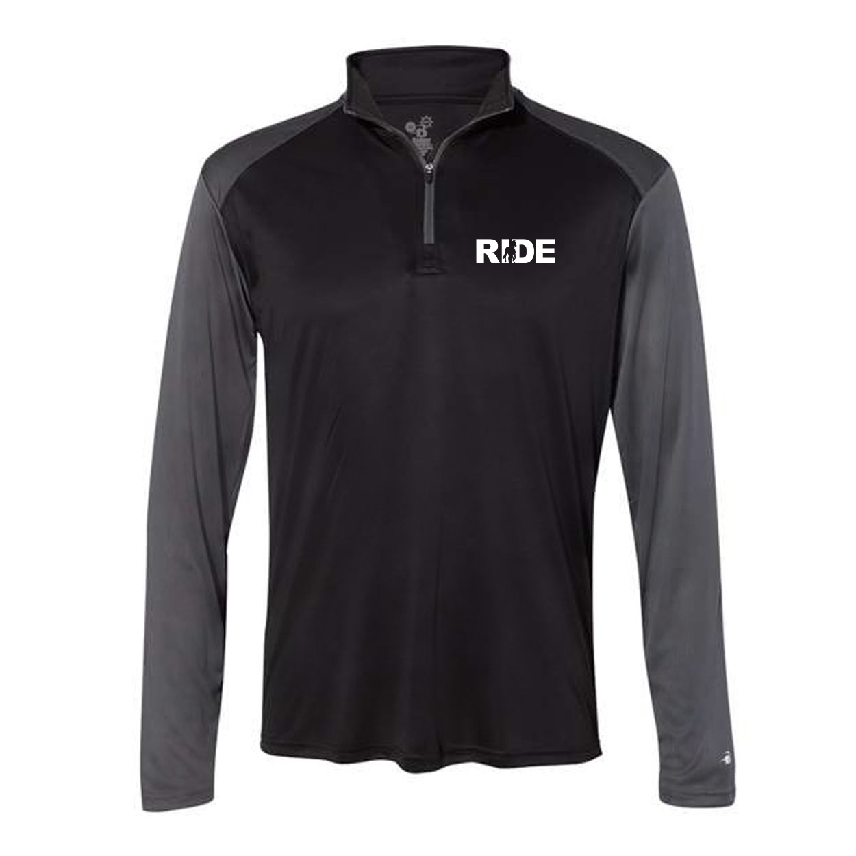 Ride Horse Logo Night Out Unisex Premium Quarter-Zip Pullover Long Sleeve Shirt Black/Graphite (White Logo)