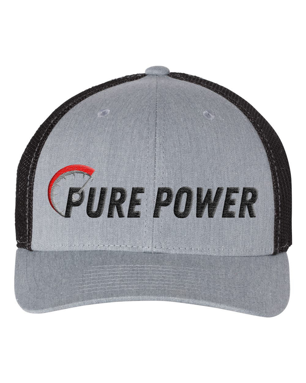 Ride Pure Power Logo Classic Pro 3D Puff Embroidered Snapback Trucker Hat Heather Gray/Black