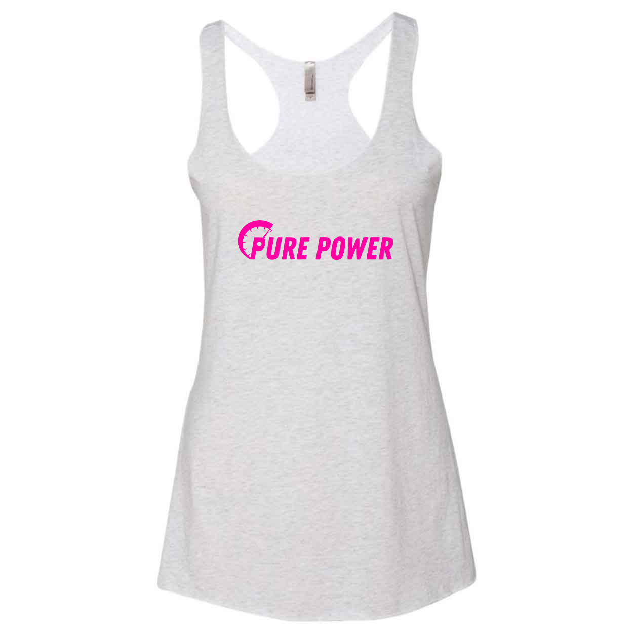 Ride Pure Power Logo Classic Women's Ultra Thin Tank Top Heather White (Pink Logo)