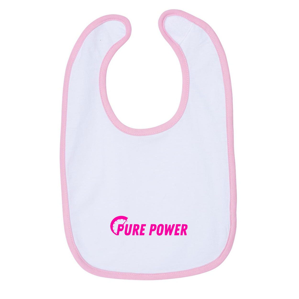 Ride Pure Power Logo Classic Infant Baby Bib White/Pink (Pink Logo)