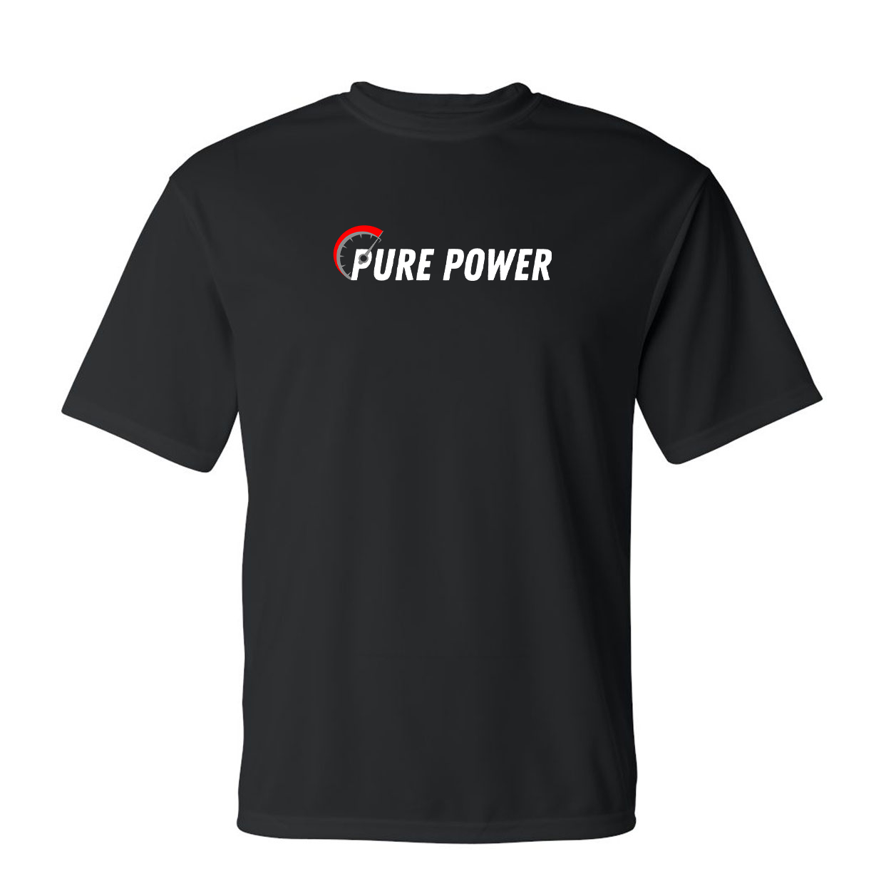 Ride Pure Power Logo Classic Unisex Performance T-Shirt Black (White Logo)