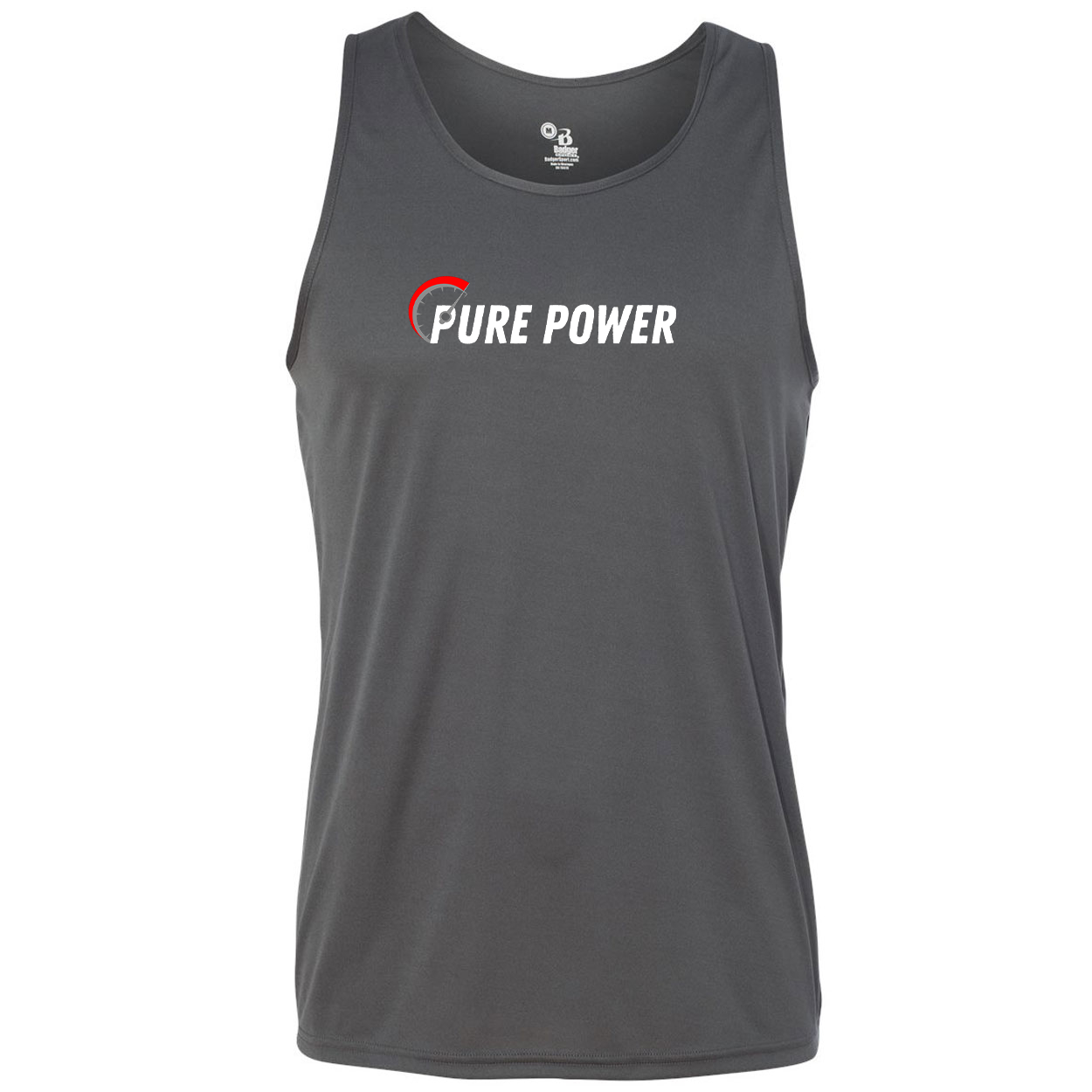 Ride Pure Power Logo Classic Unisex Performance Tank Top Graphite Gray (White Logo)