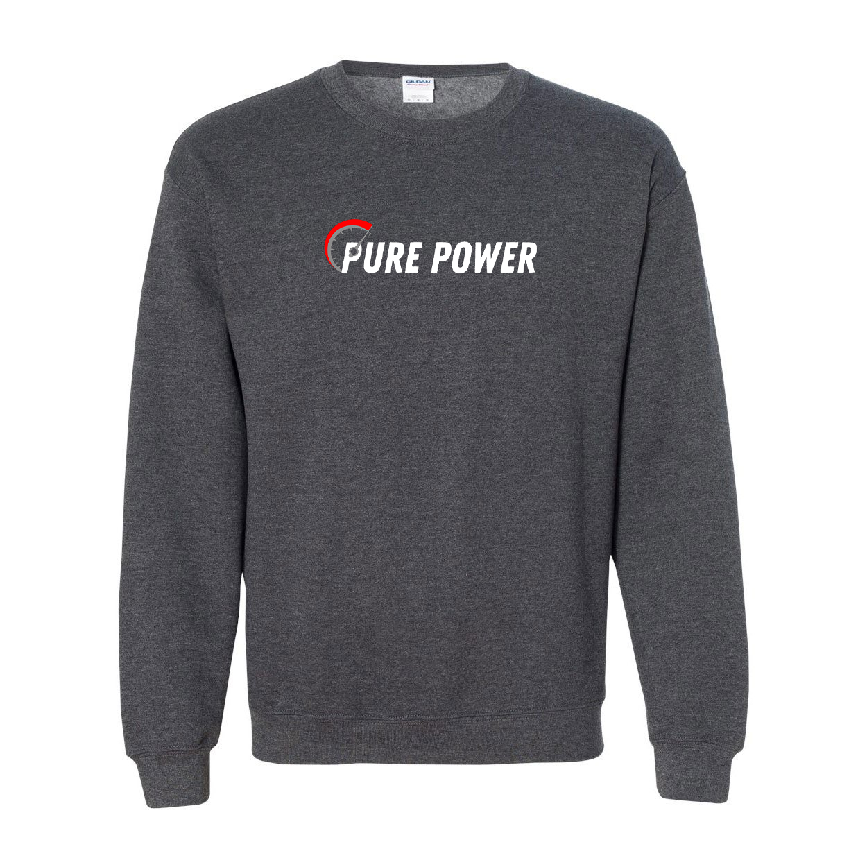 Ride Pure Power Logo Classic Crewneck Sweatshirt Dark Heather Gray (White Logo)
