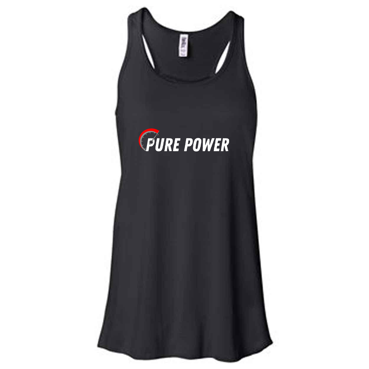 Ride Pure Power Logo Classic Women's Flowy Racerback Tank Top Black (White Logo)