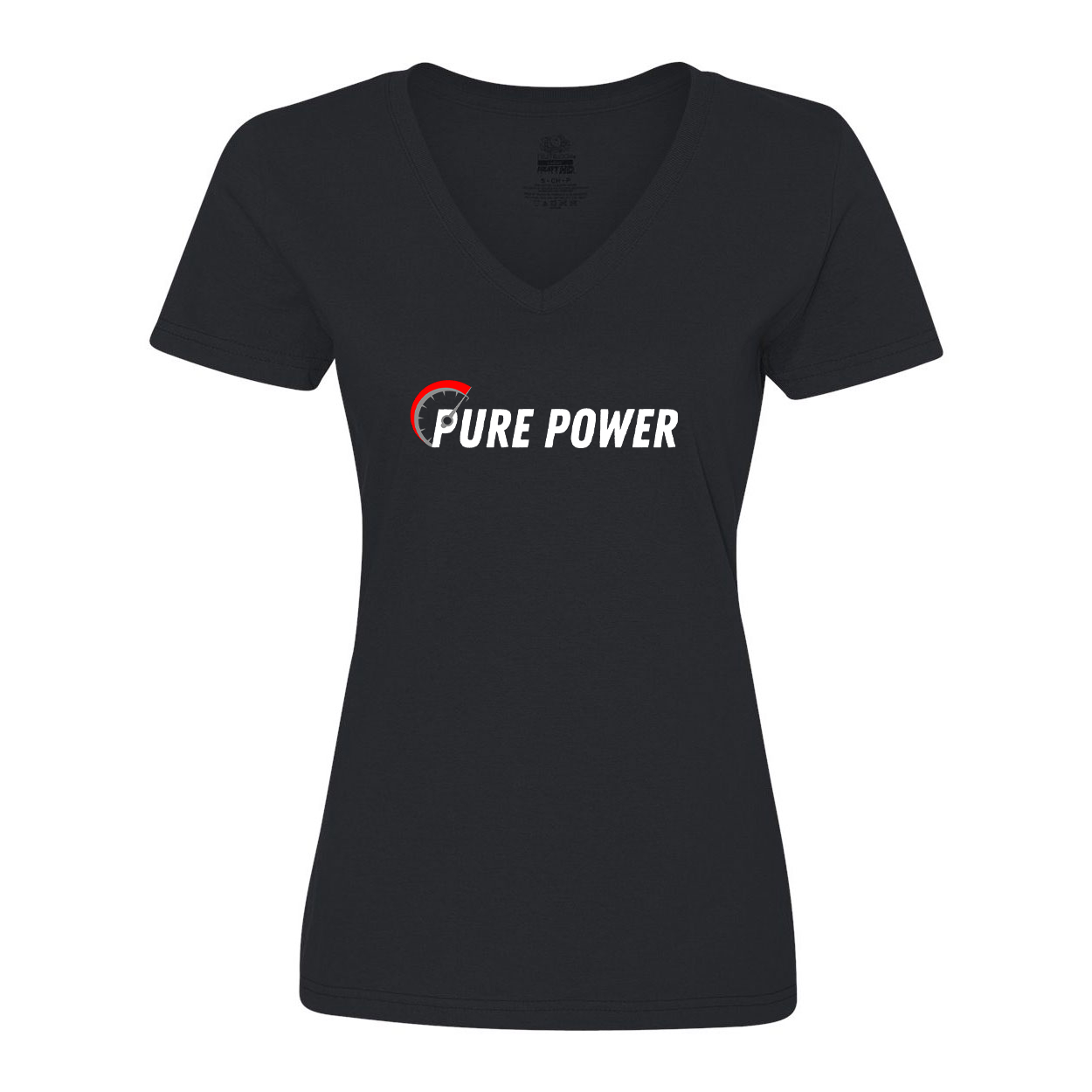 Ride Pure Power Logo Classic Womens V-Neck Shirt Black (White Logo)