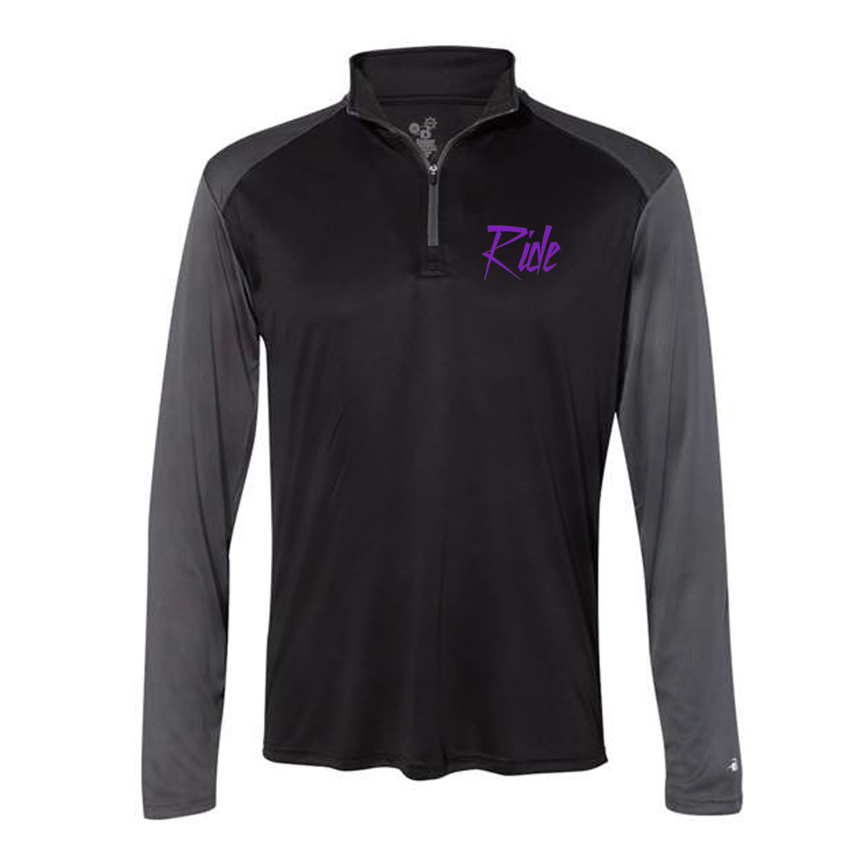 Ride Purple Logo Night Out Unisex Premium Quarter-Zip Pullover Long Sleeve Shirt Black/Graphite (White Logo)