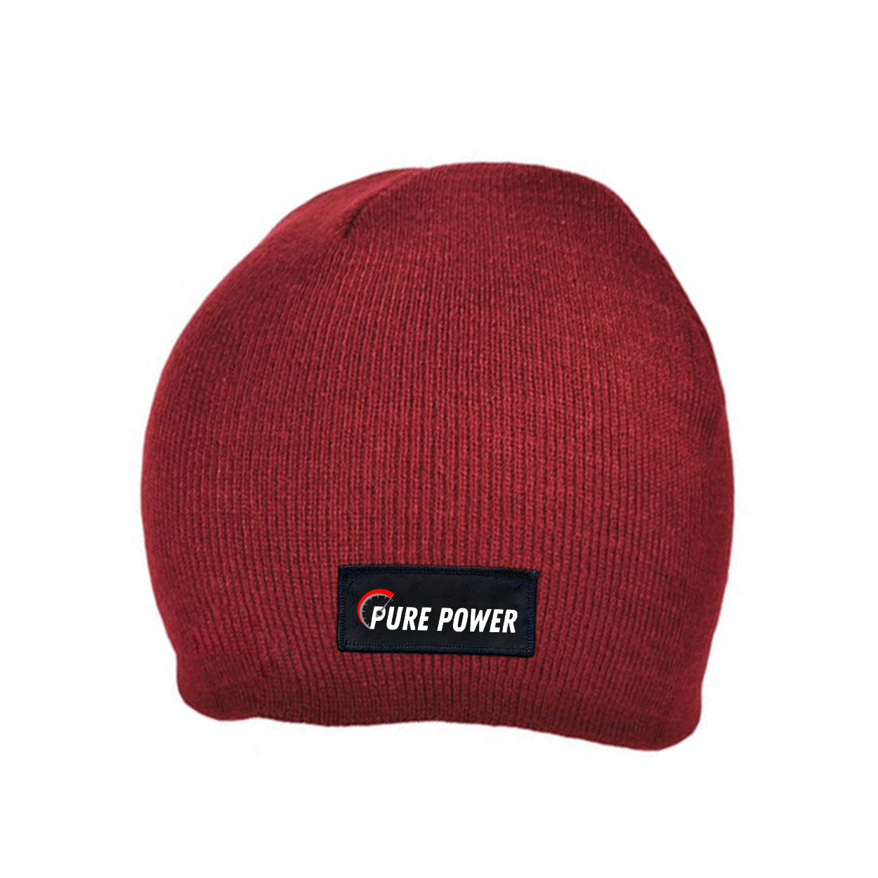 Ride Pure Power Logo Night Out Woven Patch Skully Beanie Maroon (White Logo)