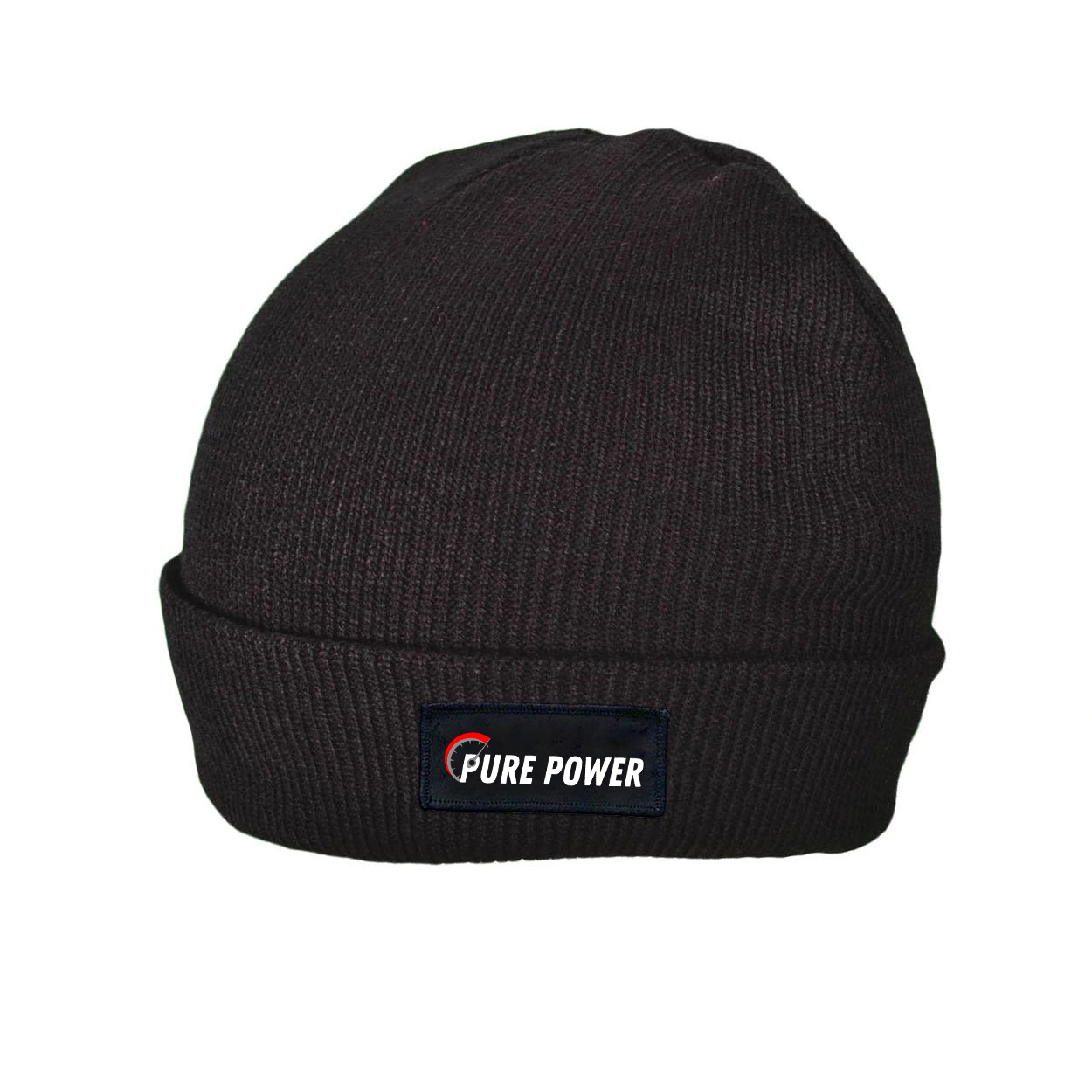 Ride Pure Power Logo Night Out Woven Patch Skully Youth Beanie Black (White Logo)